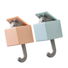 Cute Animal Hook Adhesive Coat Hook Wall Mount 3.3lb Bearing Capacity Key Hook