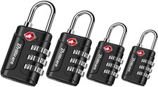 4 Pack TSA Approved Luggage Locks, Combination Travel Padlock 3-Digit Waterproof