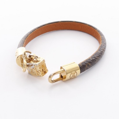 LOUIS VUITTON LV Petite Malle Bracelet M8012 Gold Plated Brown Used monogram - Picture 3 of 8