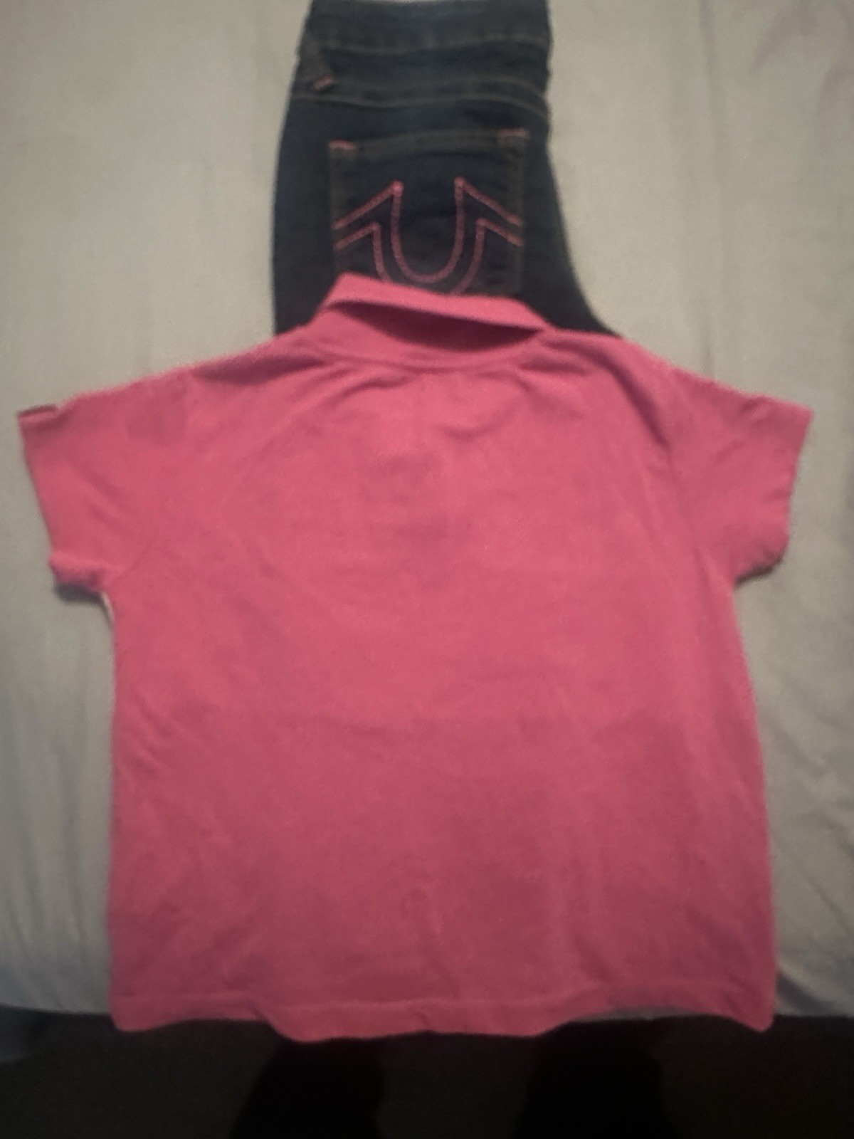 True Religion Little Girls Pink Denim 10/12 Jeans Flared Leg thumbnail 2