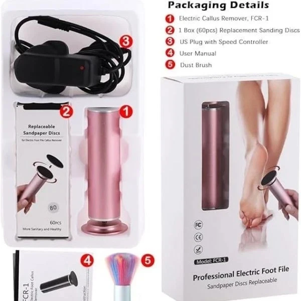 Electric Foot Callus Remover & 60pcs Replacement Sandpaper File Pedicure Tool - Image 3 of 4