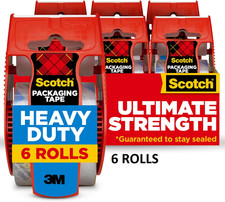 Scotch Shipping Packaging Tape Clear 1.88 in. x 22.2-6/12 Rolls w/ Dispensers 3M