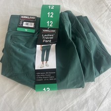 Kirkland Signature Women's Travel Pant, Green, Size 12. CE