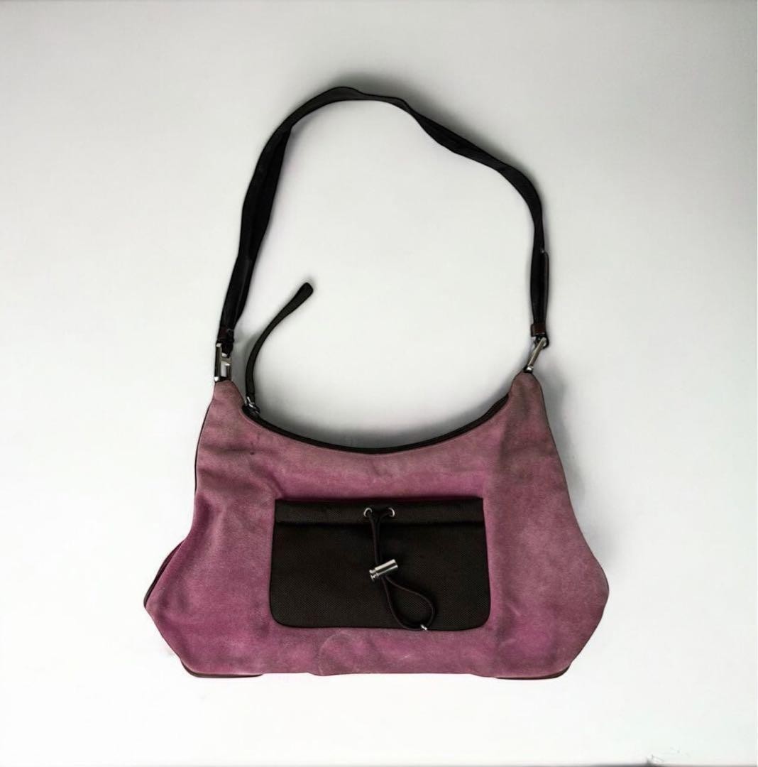 バッグ 1999AW PRADA suede leather shoulder bag Prada Suede Shoulder Bag Vintage Leather 1999 Black Brown