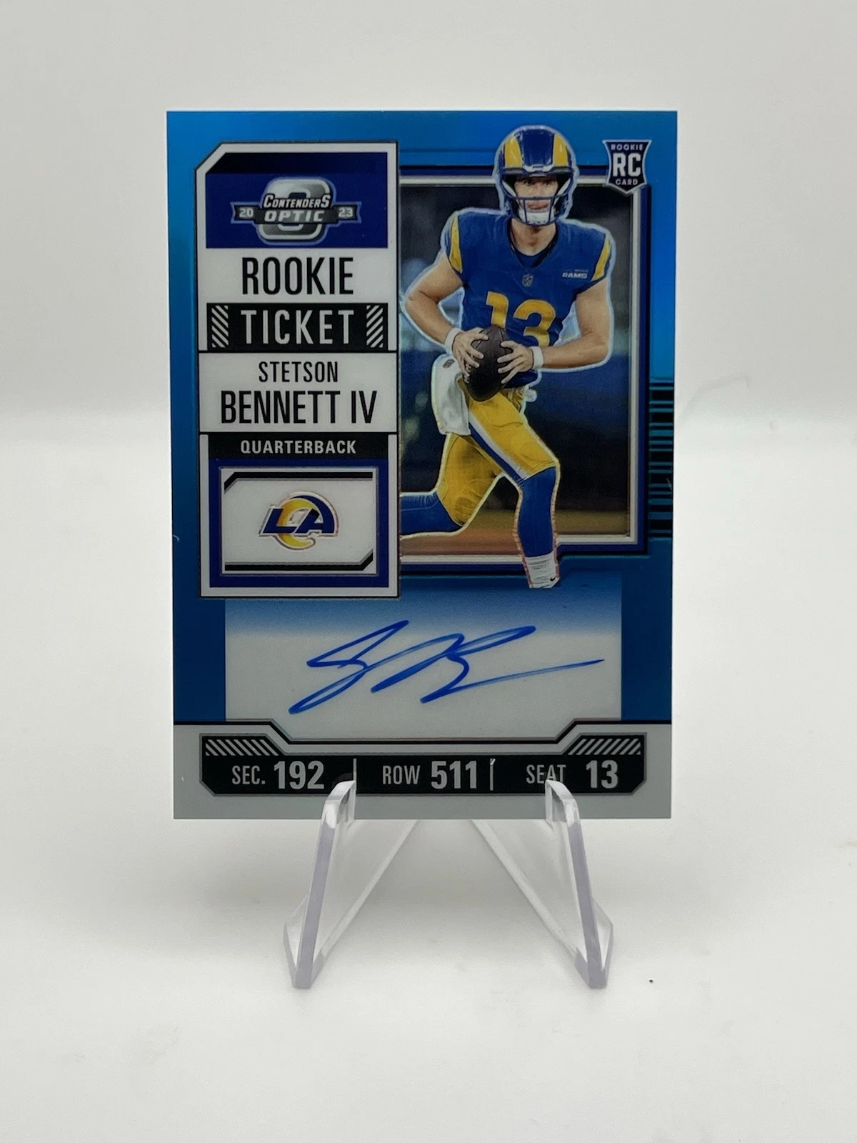 2023 Contenders Optic Stetson Bennett IV Rookie Ticket Auto Teal /99 RAMS