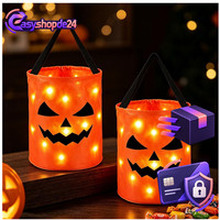 Halloween SüßIgkeiten Tasche Eimer Mit Licht 2 StüCk FüR Kinder Party Deko