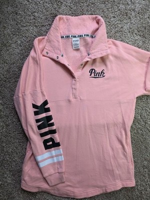 Victorias Secret PINK Highlighter Coral Snap Button Jumper  Size M
