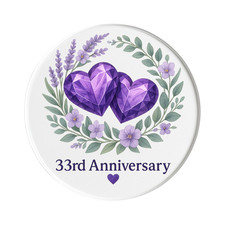 33rd Wedding Anniversary, Amethyst Theme Fridge Magnet: Cute Handmade