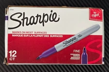 Sharpie Fine Tip Permanent Marker Fine Bullet Tip Purple Pack of 12 #30008