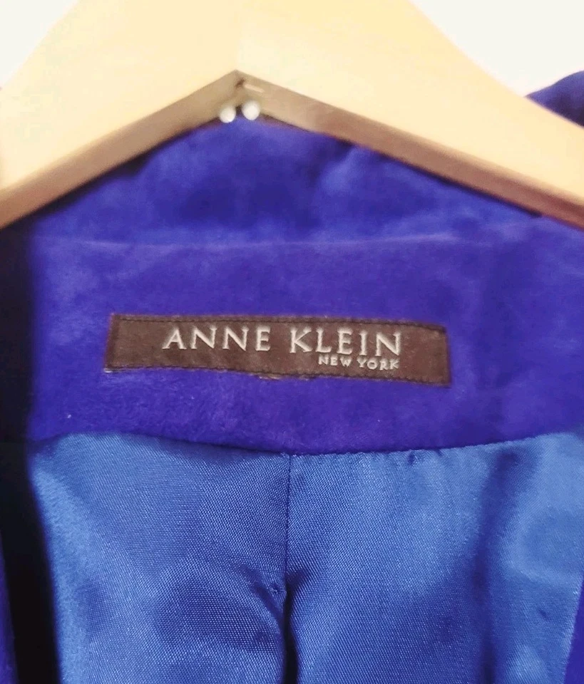 Abrigo chaqueta vintage Ann Klein de gamuza de cuero para mujer talla L púrpura hermoso defecto” Foto 4 de 4