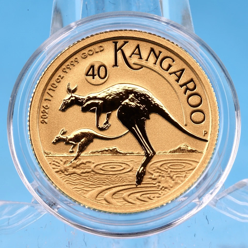 Australien 15 $ 2026 Känguru 40 Jahre 1/10 Oz Gold 9999 Goldmünze ST / BU - Bild 4 von 4