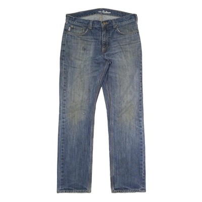 CARHARTT Herren Jeans Blau Regular Straight Denim Mittel W36 L32 Workwear