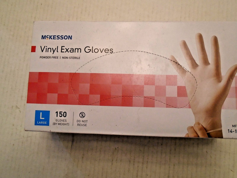 New McKesson Powder-Free Vinyl Exam Gloves | Large | 150 Count (14-138)