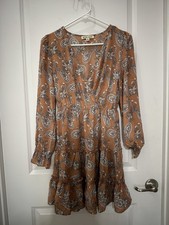 Women’s Inspired Hearts Paisley Print Tiered Ruffle Hem Dress Size Small
