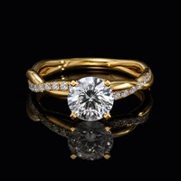 Round Moissanite Engagement Ring 925 Sterling Silver Twist Band Promise Ring