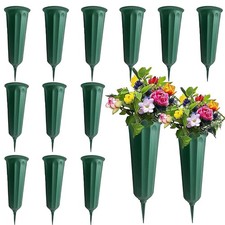 12 PCS Memorial Flower Vase Plastic Cemetery Vases With Spikes For Grave
