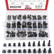 250-Pcs 6 x 6mm 12 x 12mm Tactile Push Button Switch Micro Momentary Tact Ass...