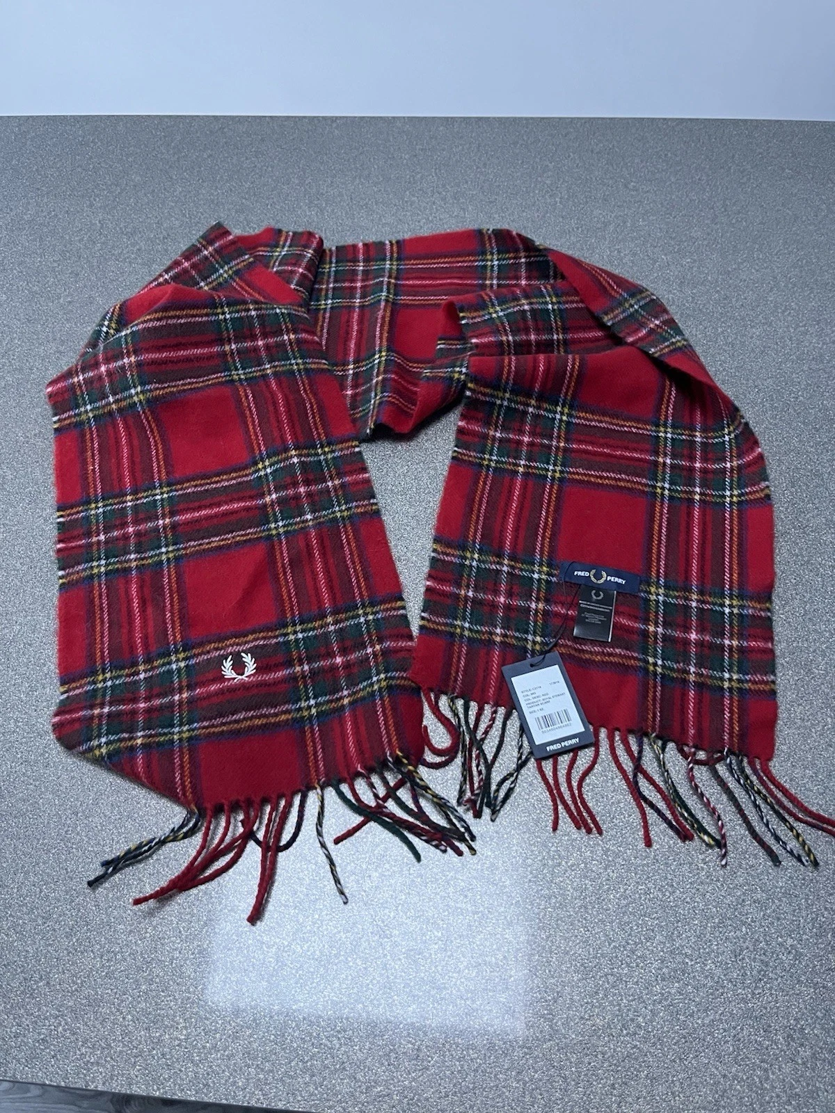 Fred Perry Royal Stewart Tartan Scarf 100% Wool BNWT