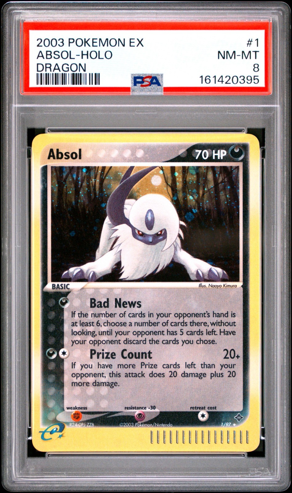 Absol 1/97 EX Dragon Holo Rare PSA 8 NM-Mint Pokemon Card