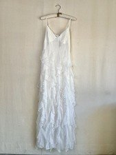Pretty Little Thing Sz 14 White Ruffle Detail Maxi Summer Dress