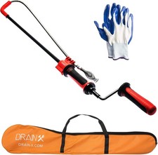 DRAINX Toilet Auger Plumbing Snake, 3 Ft., with Swivel Drophead, Gloves, Bag