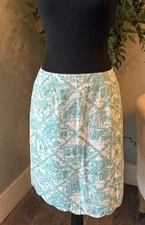 Vtg White Label Lily Pulitzer Worth Ave Maus Hoffman Bldg Lily Print Skirt Sz 8