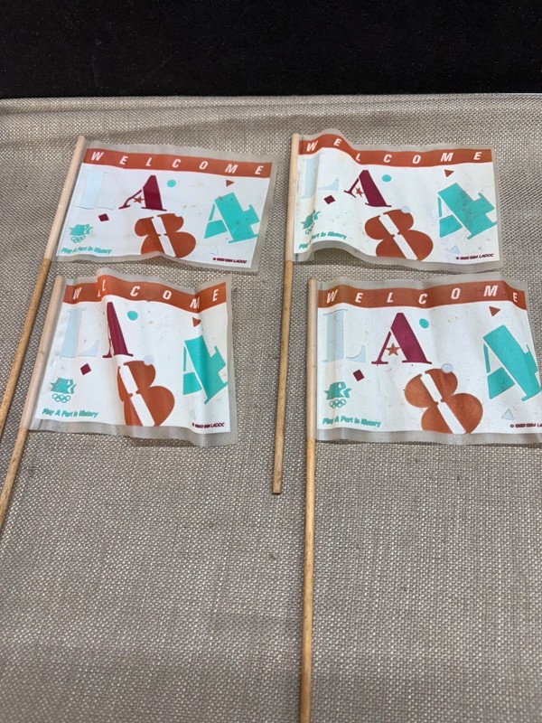 1984 Los Angeles Summer Olympics Flags Mini 10" long Lot of 4 Flags see below