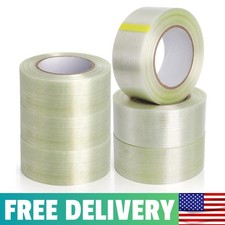 6 Rolls Filament Strapping Tape, 2'' X 60Yds X 5.5Mil Reinforced Fiberglass Tape