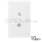 RJ11 F-Type Wall Plate Telephone Phone Line  Satellite Coaxial Faceplate 10 PCS