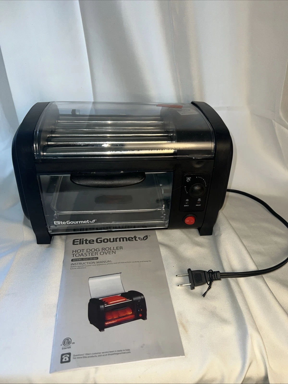 Elite Gourmet EHD-051B Hot Dog Toaster Oven, 30-Min Timer, Stainless Steel He...