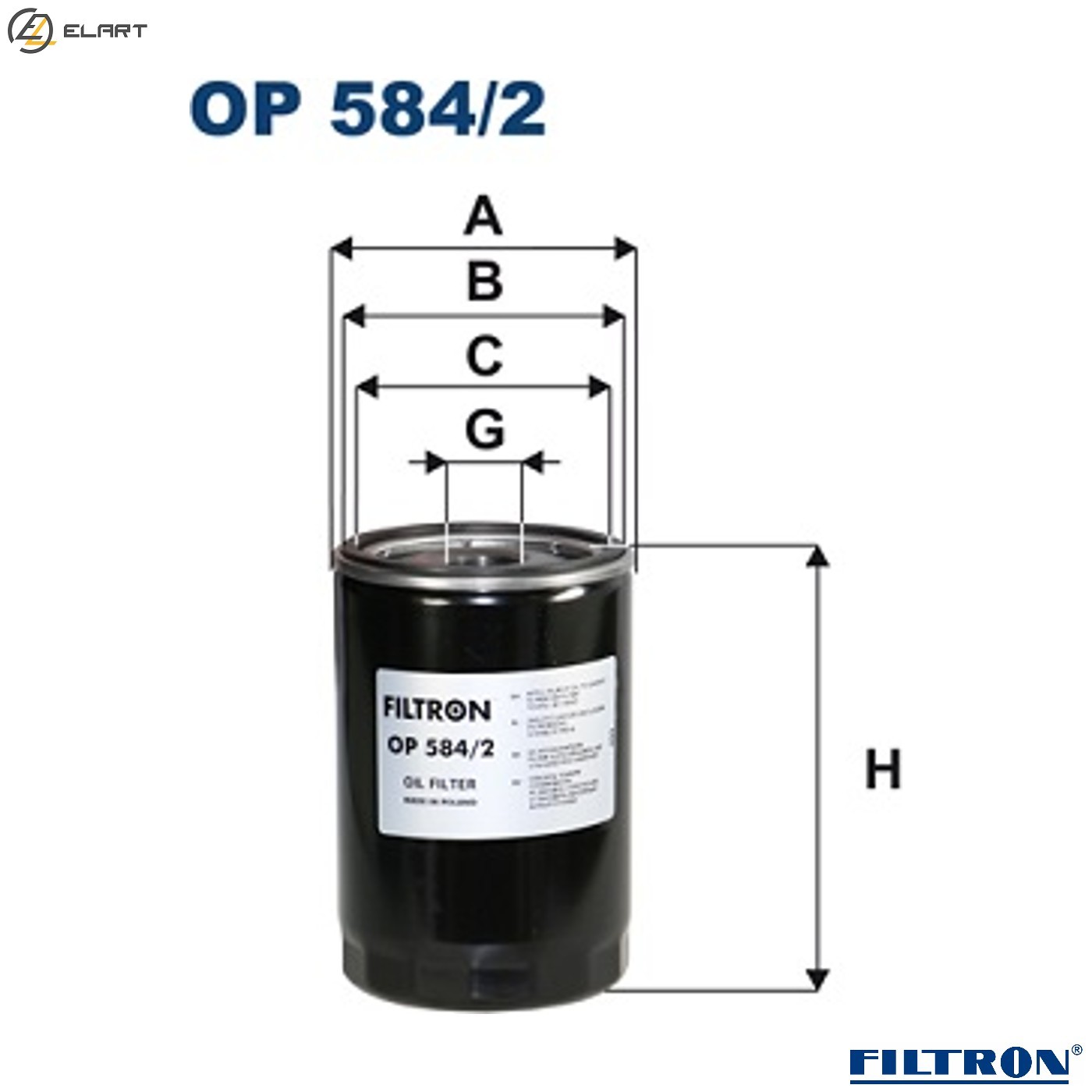 OIL FILTER OP 584/2 FOR RENAULT TRUCKS DCI4-B/C 4.1L 4cyl MIDLUM 6.2L 6cyl