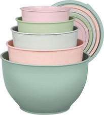 Plastic Mixing Bowls Set with Lids, Nesting Bowls for Prepping, Serving, Cooking