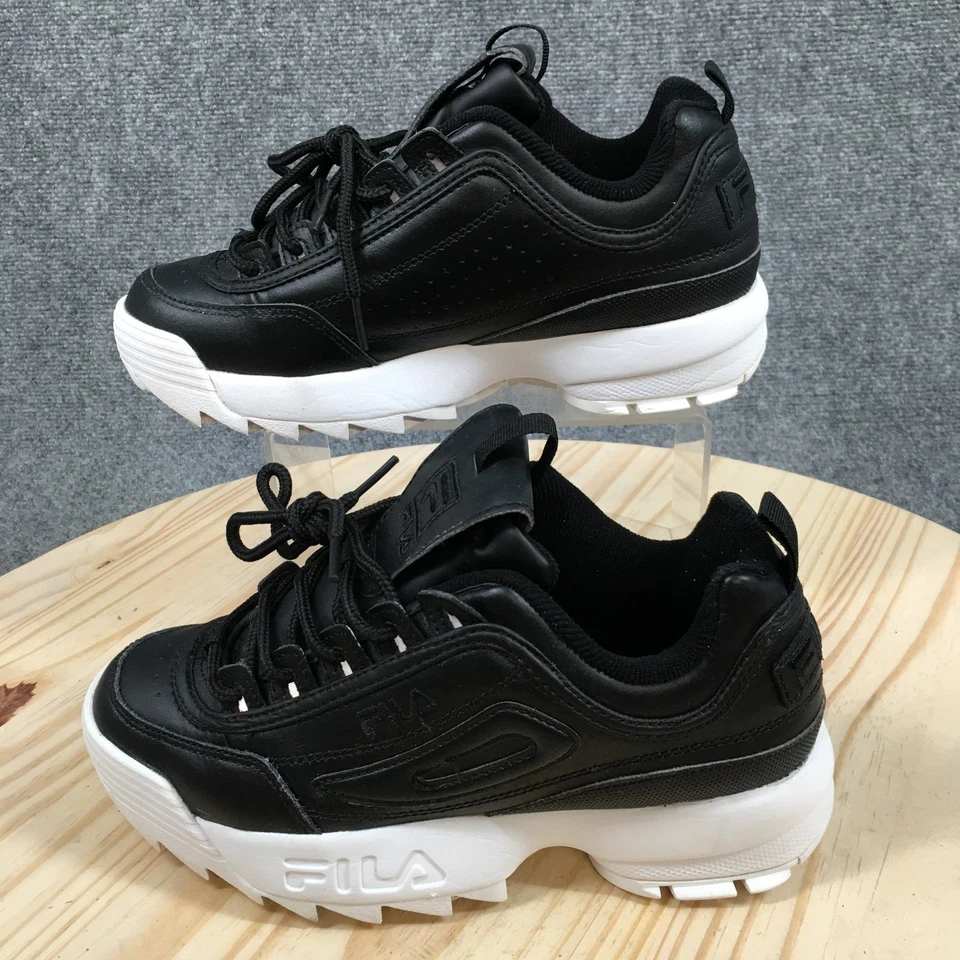 Fila Zapatos Mujer 8 Negro Disruptor II Entrenadores Tenis Cuero 5FM00106-013 Foto 2 de 4