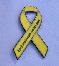 *NEW* Endometriosis awareness yellow ribbon enamel pin badge /brooch. Charity