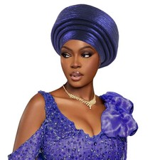 Layered African Headwrap Women's Ethnic Turban Hair Cover Stretch Fabric Headtie