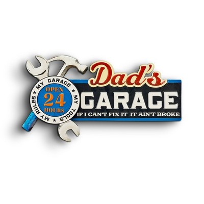 Blechschild Dad`s Garage and Tools geprägt   Werkzeug Retro Used Look 28x48x2cm