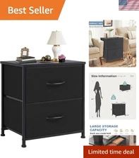Nightstand Small Dresser with 2 Fabric Drawers Bedroom End Table Storage Furn...