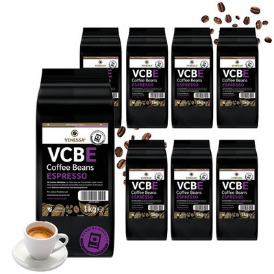 VENESSA VCBE Espresso 8 x 1kg Barista Kaffeebohnen kräftig intensiv für Café