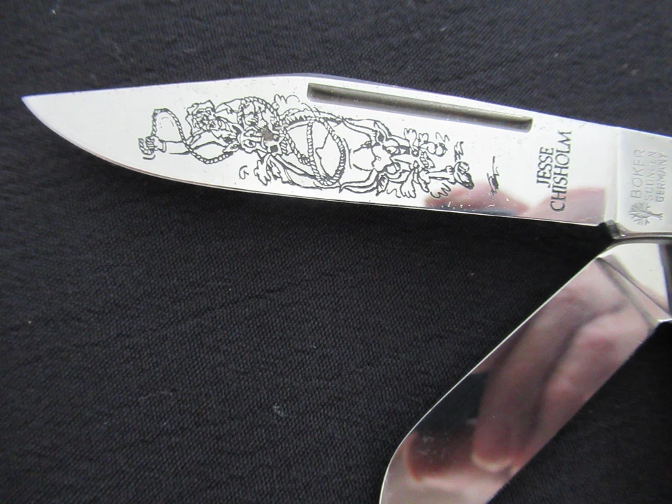 Cuchillo de ganadero BOKER Solingen Alemania STORYTELLERS Jesse Chisholm HUESO VERDE Foto 3 de 4