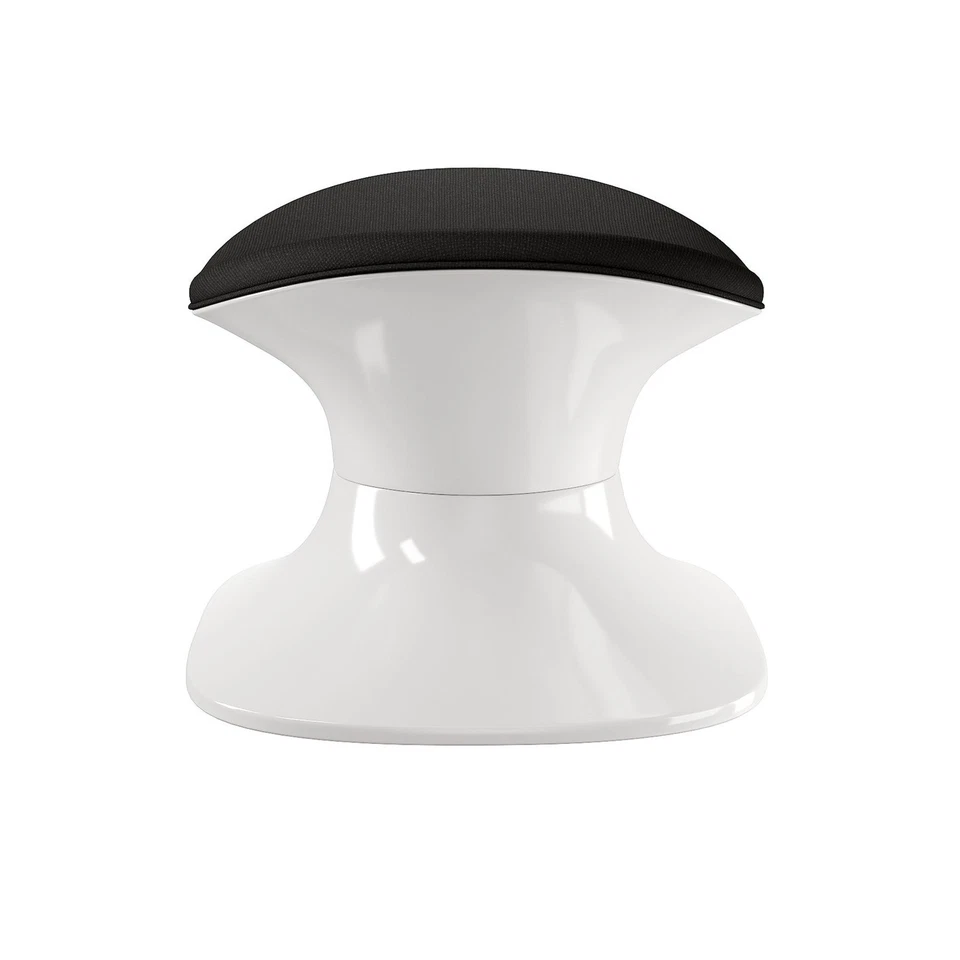 Reposapiés otomano Contempo de lana y fibra de vidrio blanco y negro de 21" Foto 4 de 4