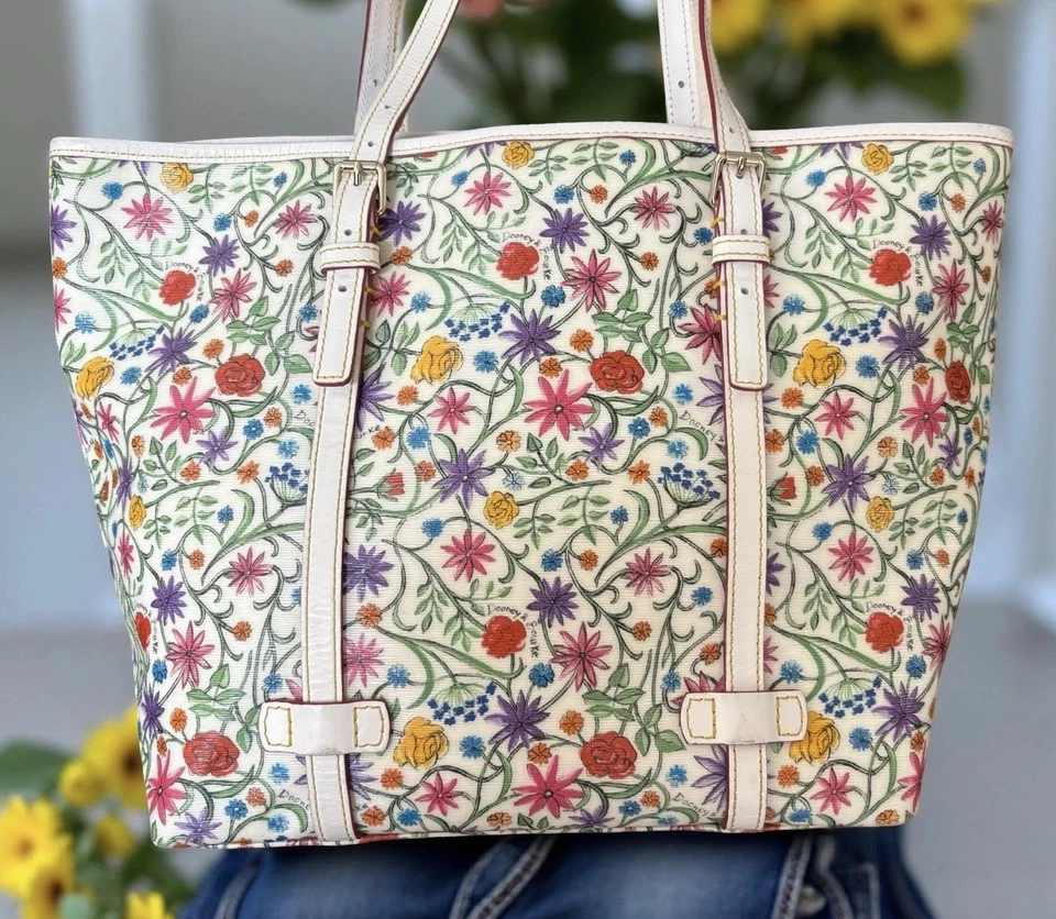 Bolso de Mano Dooney Bourke Botánico Floral Flores Grande East West Shopper Cartera Foto 4 de 4