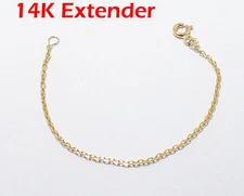 Cable Chain Necklace Extender for Pendant Charm REAL 14K Yellow Gold 1.5mm