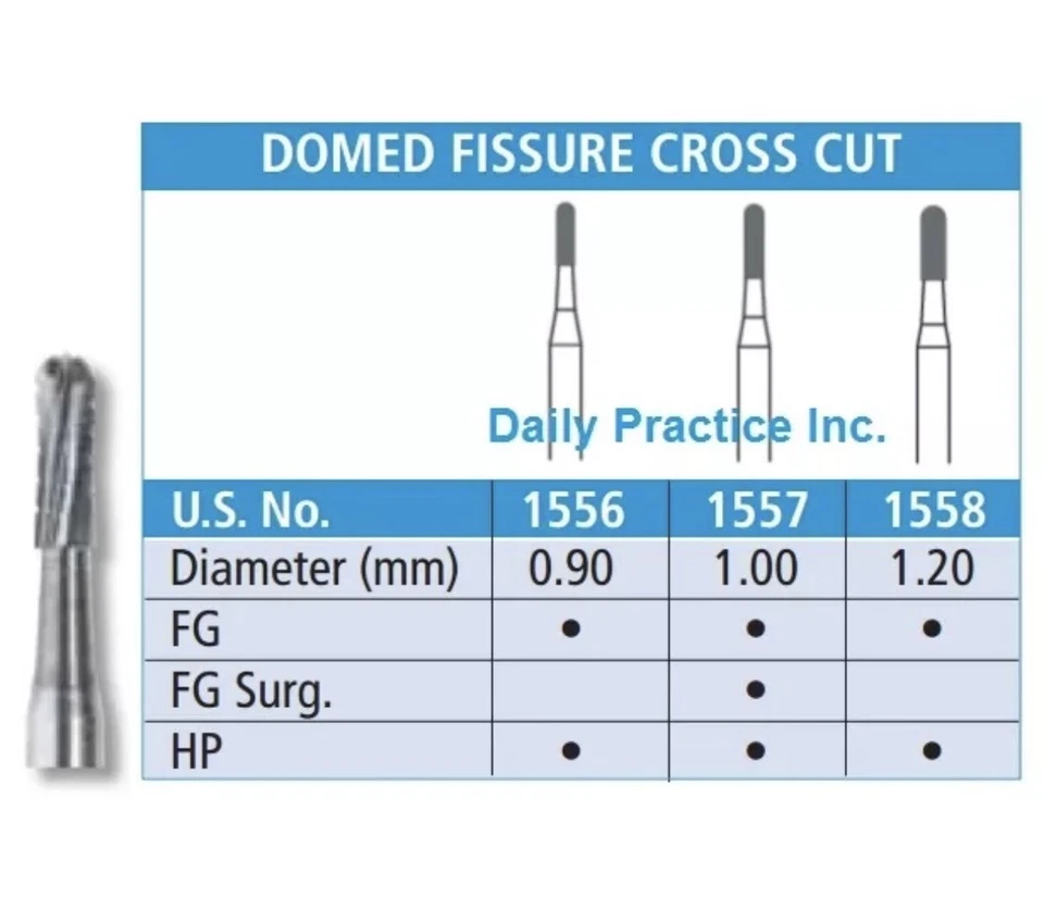 FG 1556 Genuine Kerr Carbide Burs (3 X 10). 30 Dome Fissure Cross Cut Burs - Image 3 of 4