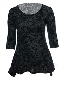 Señoras 12-22 nuevo 2 Punto Dobladillo Stretch Túnica Negro Gris Goth Floral ⭐ lamer ⭐