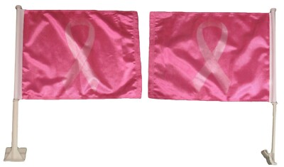 12x15.5 Breast Cancer Pink Ribbon Double Sided Nylon Car Vehicle 12''x15.5'' Flag
