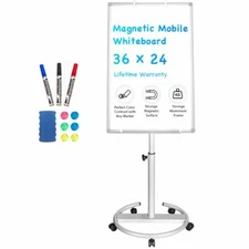 Mobile Whiteboard - 36 x 24 inches Portable Magnetic Dry Erase Board Stand Easel