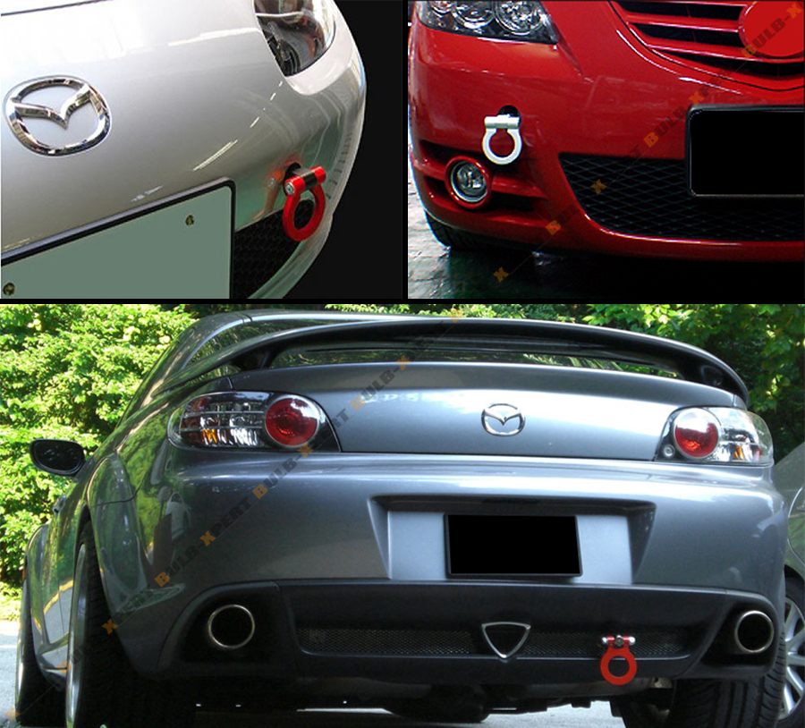 Red Aluminum Tow Hook Ring For Mazda 2 / 5 / 6 / CX-5 / RX-8 / Mazdaspeed – Track Style