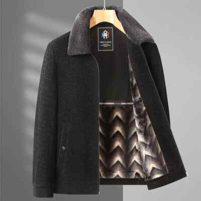 Kurzmantel Jacke Elegant Mode Herren Slim Grau Warm Bequem Reißverschluss 112328