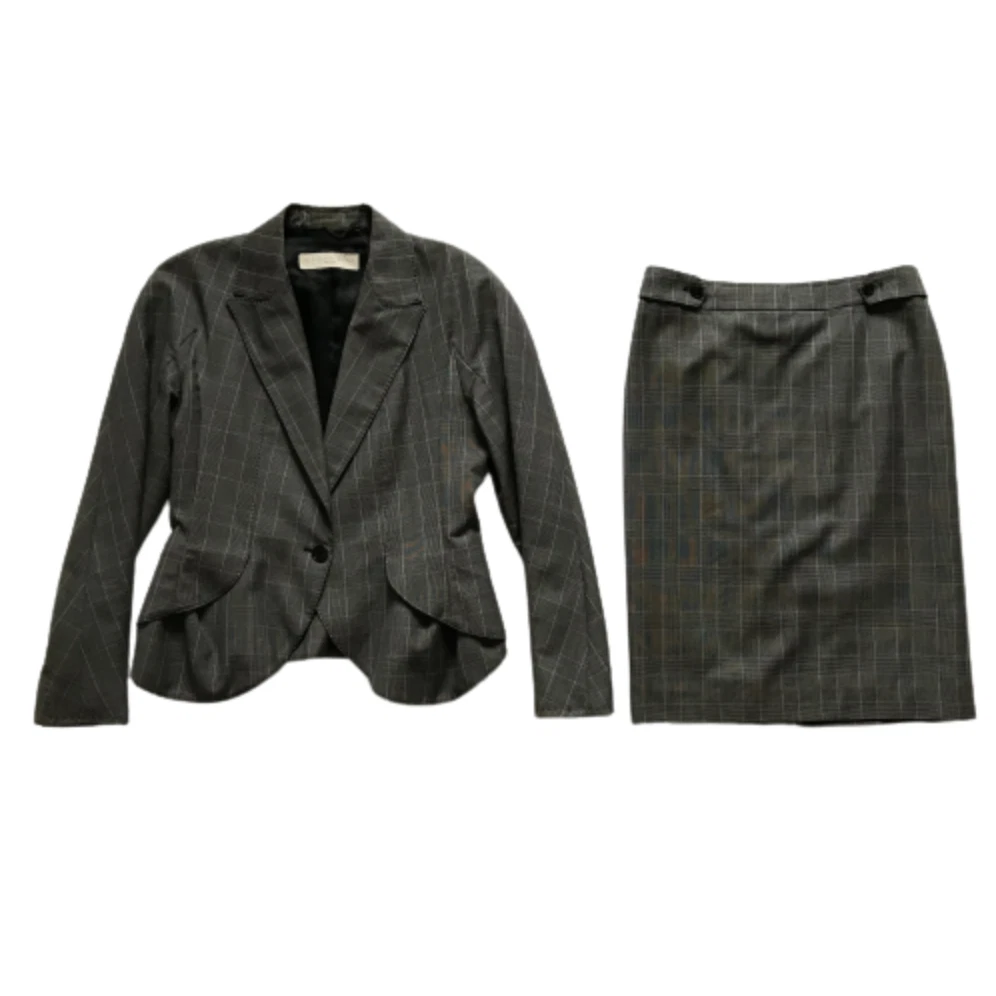 Stella McCartney Skirt Suit Jacket Blazer Womens 40 Small Gray Wool Vintage Set
