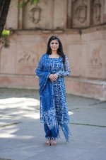 Plus Size Kota Doriya Printed Kurti Pant Dupatta Set Printed Women Ethnic Suit